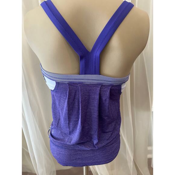 Lululemon Built In Bra Racerback Workout Cinched Bottom Tank Top Purple Size 2 - Picture 2 of 5